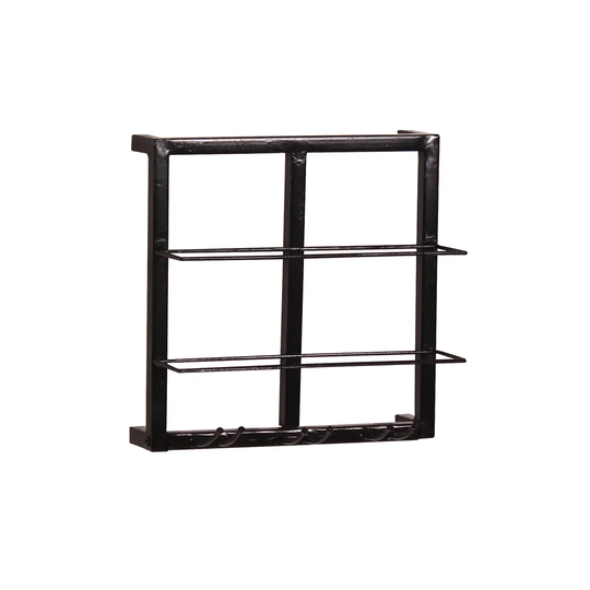 Cavonte 2 Bottle Wall Mounted Wine Bottle & Glass Rack in Black
