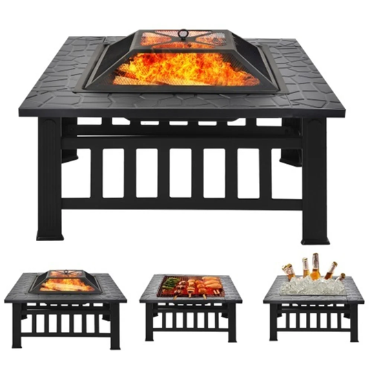 Karrara Stainless Steel Charcoal/Wood Burning Fire Pit