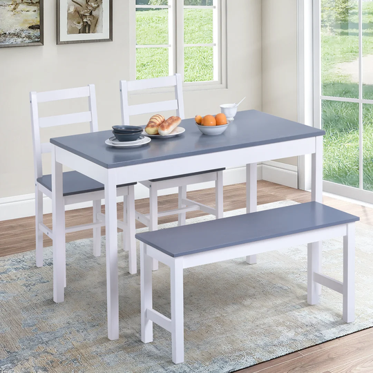 Simplie Fun Dining Table,Chairs And Bench Set Of 4 Solid Pine Kitchen Table And Chairs Set