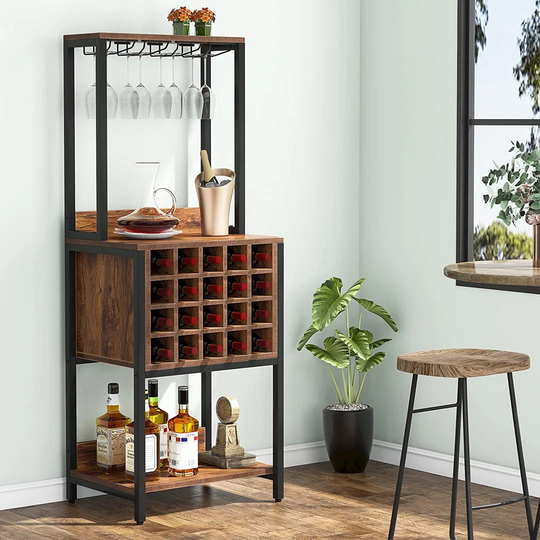 Resler 20 Bottle Floor Wine & Glass Rack
