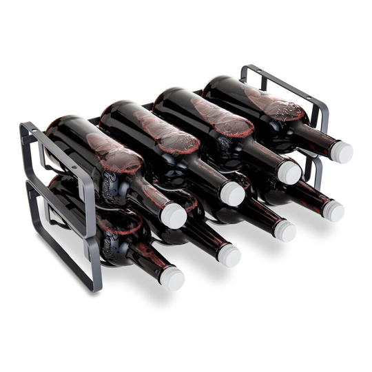 (GREY) LIVIVO 2x Stackable Wine Rack Storage 4 Bottle Metal Wine Storage Display Shelf Holder