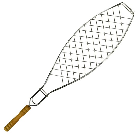 BBQ Fish Grill Basket Rack Chicken Burger Handheld Large Folding Wire Mesh Net