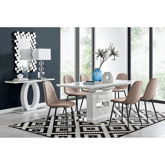 Chowchilla Large Extending Dining Table And 6 Cappuccino Black Leg Chairs