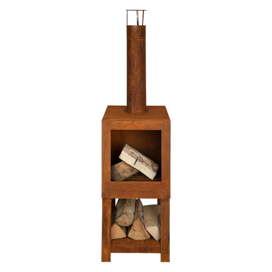 Terrace Heater + Woodstorage Rust