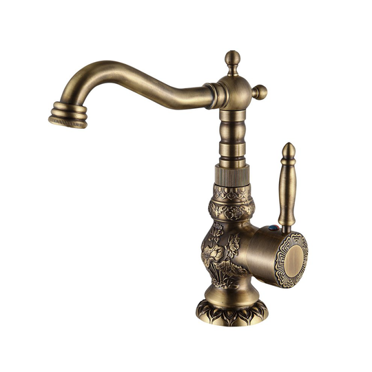Antique Brass Kitchen Bathroom Faucet Mixer Tap Deck Mounted Single Handle