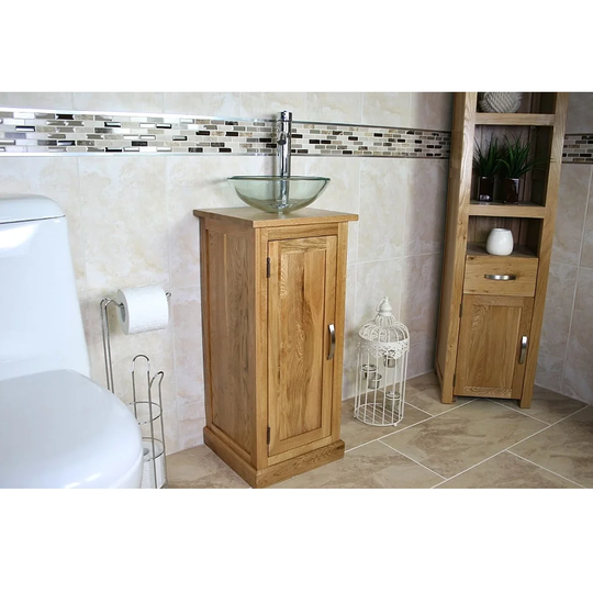 Coursey Compact Solid Oak 350mm Free-Standing Vanity Unit