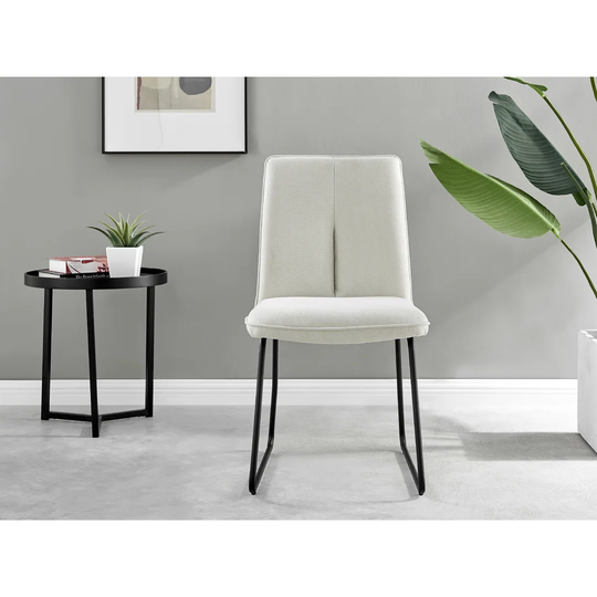 Pivero Grey High Gloss Dining Table & 6 Cream Halle Chairs