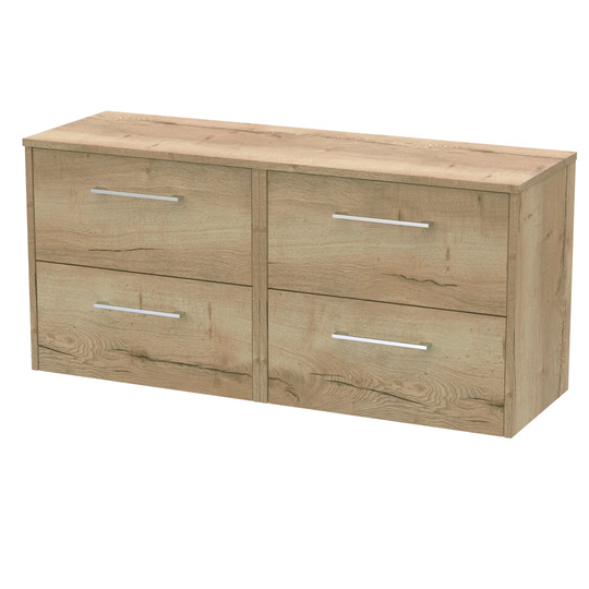 120.5Cm Wall Mounted Double Bathroom Vanity Base Only in Autumn Oak