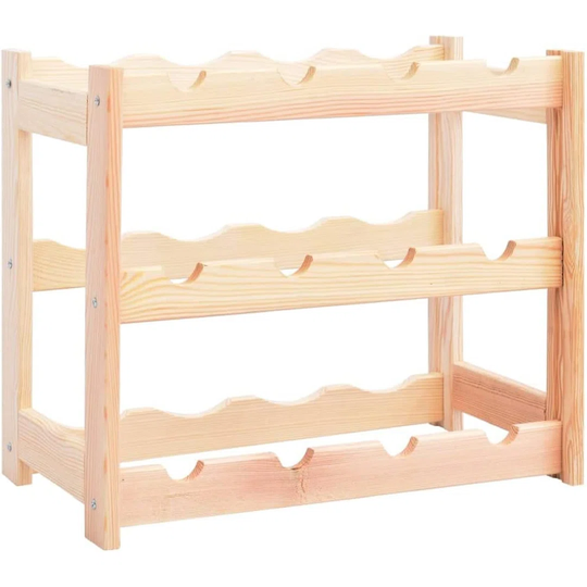 Pinewood Wine Rack For 12 Bottles Rustic Storage Bottle Holder Wine Cabinet Organiser Wine Shelf Bar Furniture Living Room 43 X 25 X 38 Cm