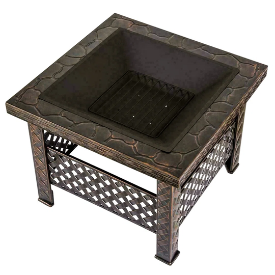 Bulle 66Cm H x 66Cm W Steel Wood Burning Outdoor Fire Pit Table with Lid