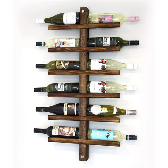 Wall Mounted Wine Rack, Wine Rack Wall, 12 Bottle, Solid Wood, SYLE Homewares. Perfect For Any Wine Lover, Wine Rack Wall Mounted, Rustic Dark Natural