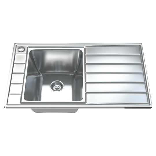 1041 1.0 Single Bowl Stainless Steel Kitchen Sink, Drainer & Waste
