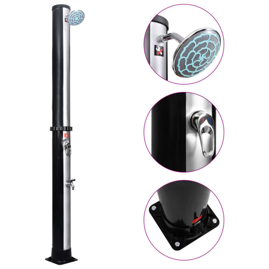 vidaXL Outdoor Solar Shower with Shower Head and Faucet 40 L Showering Stand