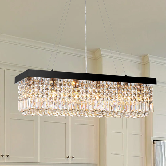 Anacelia 6 - Light Kitchen Island Rectangle Pendant with Crystal Accents