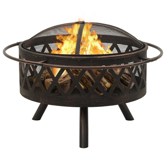 Dathel 53Cm H x 76Cm W Stainless Steel Wood Burning Outdoor Fire Pit with Lid