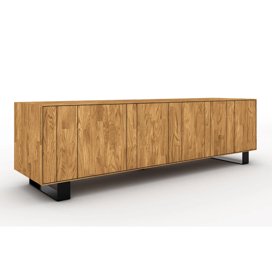 Steel 198 Cm Wide Oak Solid Wood Sideboard