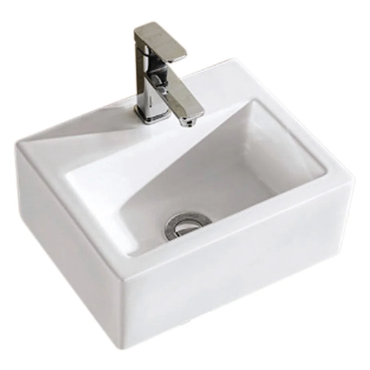 White Ceramic Rectangular Bathroom Sink