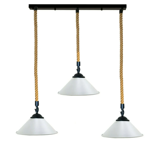 Millstone 3-Light Kitchen Island Cone Pendant with Rope Accents