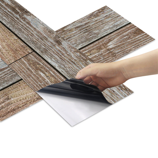 (J) Simple Wood Grain Tile Stickers for Kitchen Backsplash Bathroom Floor Countertop, Non-Slip Floor Sticker, 20 x 300 cm Roll