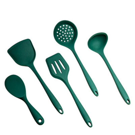 5PCS/SET Green Silicone Kitchen Utensils Set Non-stick Cookware Cooking Tool Spatula Ladle Shovel Silicone Kitchenware