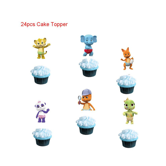 (24pcs-Cupcake Topper) WORD PARTY Theme Party Supplies Banner Cake Topper