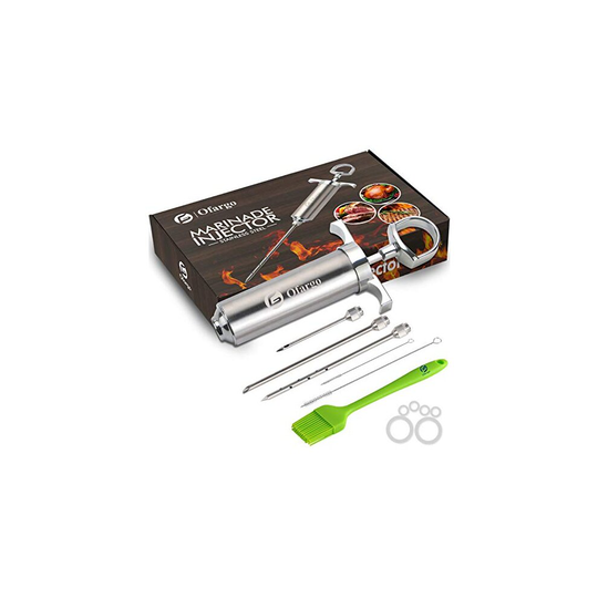 Ofargo Stainless Steel Meat Injector Syringe with 3 Marinade Injector Needles for BBQ Grill Smoker, 2-oz Large Capacity, Including Paper User Man