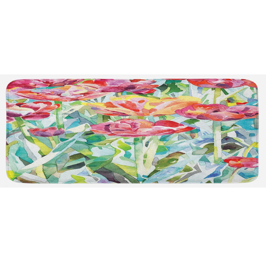 Dianna Watercolour Flower Summer Spring Kitchen Mat