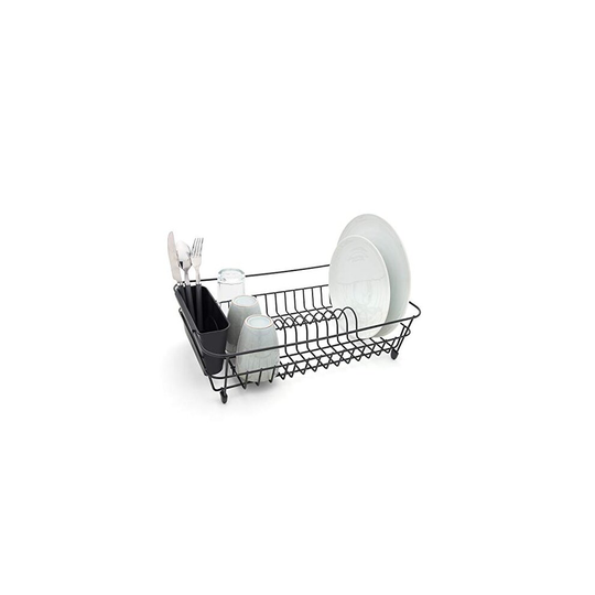 simplywire - Black Dish Drainer with Cutlery Basket - Anti Rust