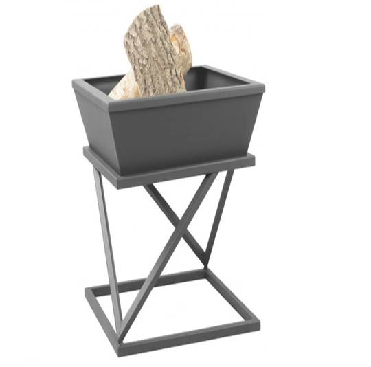 LASY Square Garden Fire Basket 60 Cm In Black Steel