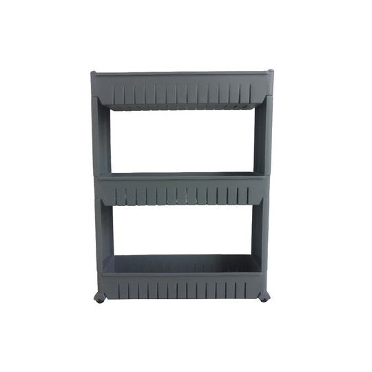 (3 Tiers, Grey) Slide Out Storage Tower Folding 3/4 Tier Rolling Castor Kitchen Trolley Rack UK