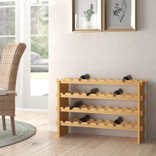 Warminster 36 Bottle Solid Wood Floor Wine Bottle Rack