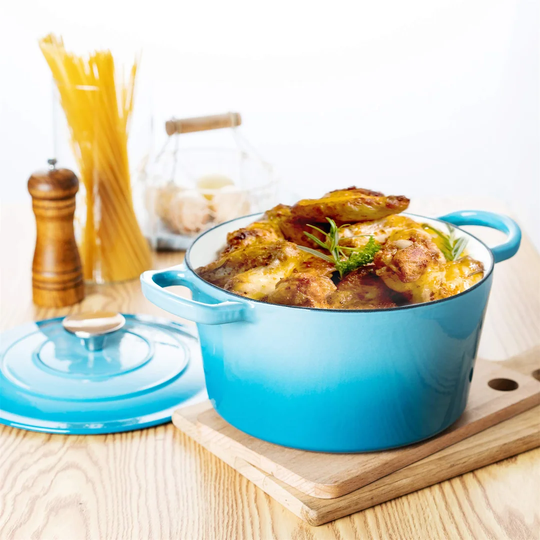 Cast Iron Dutch Oven 24Cm/3.8L, Dutch Oven For Induction Hob, Casseroles Dish With Lid 24Cm, Dutch Ovens Cast Iron Pot With Lid, Blue