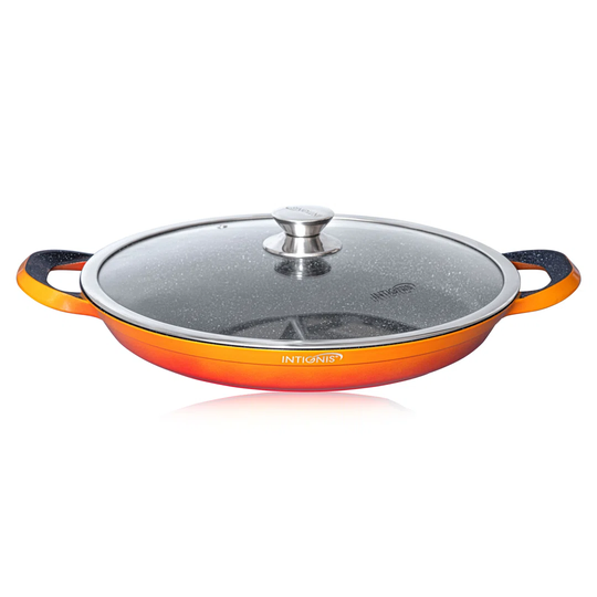 Paella 36cm Non-Stick Frying Pan with Lid