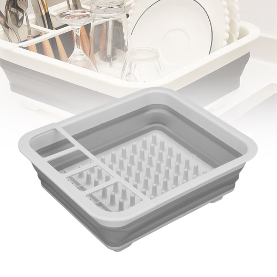 COLLAPSIBLE DISH DRAINER FOLDING DRAINING BOARD PLATES CUTLERY RACK