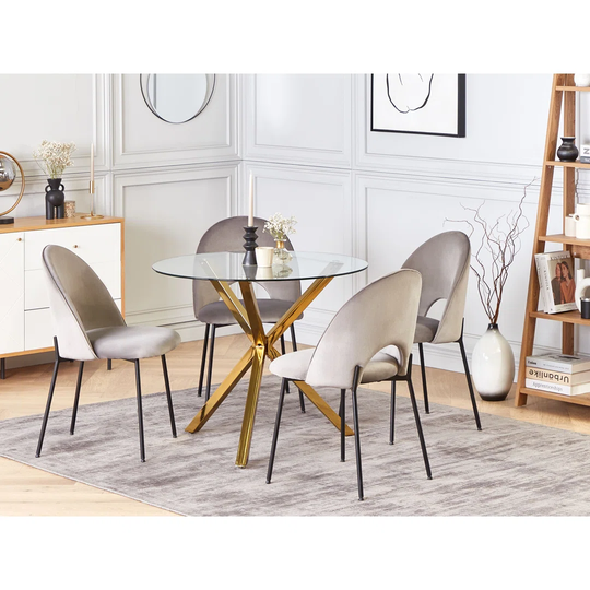 Glass Top Round Dining Table 90 Cm Gold SAVONI