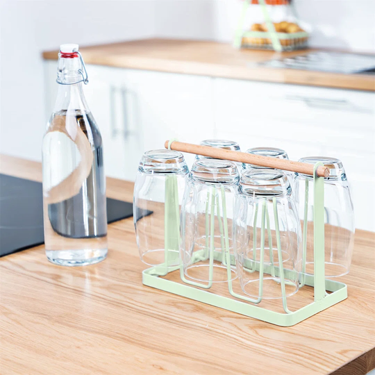 Glass Holder Pastel Mint Green Cup Mug Drying Rack Organiser Storage Rack