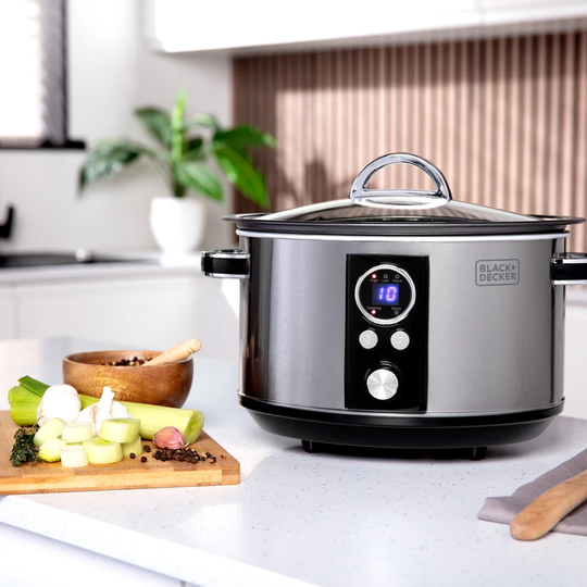Black & Decker BXSC16044GB 3.5L Digital Sear & Stew Slow Cooker, Black & Chrome
