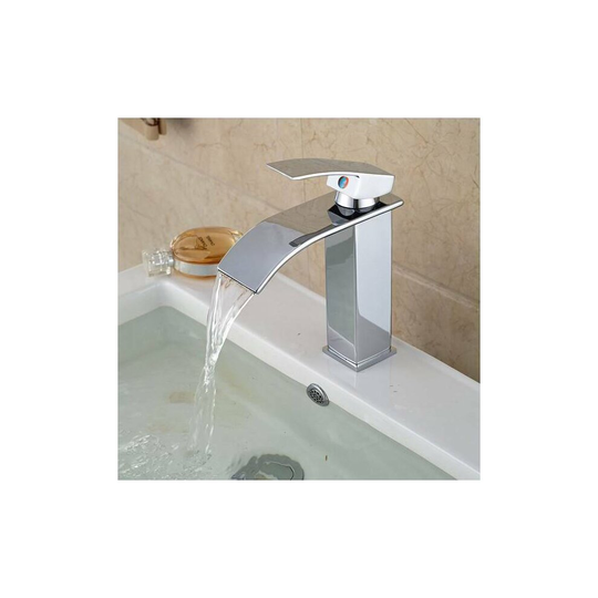Waterfall Bathroom Sink Counter Taps Basin Mixer Tap Chrome Square