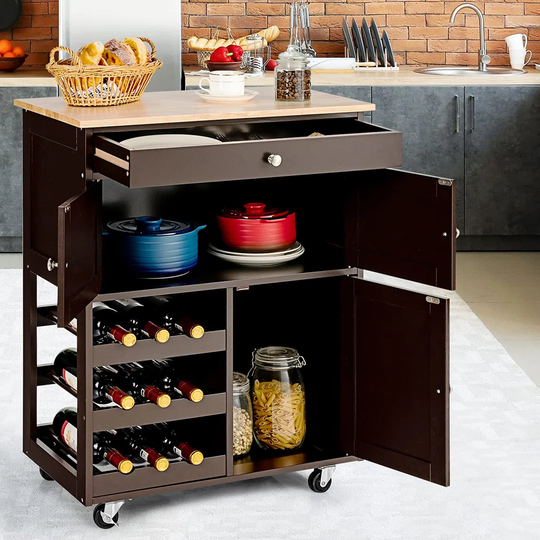Kitchen Storage Island Rolling Serving Trolley Cart