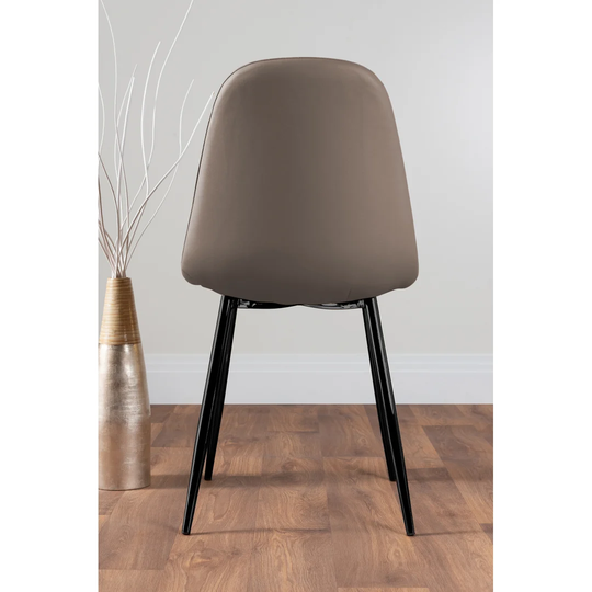 Novara Black Leg 120Cm Round Glass Dining Table & 4 Cappuccino Corona Black Leg Chairs