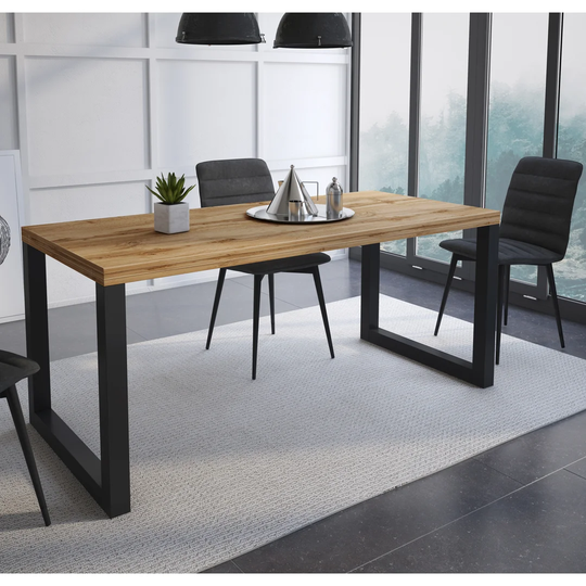 Dining Table 160 Cm Loft U Model, Colour Dark Oak, Size: 88 W X 158 L 77,4 Cm H