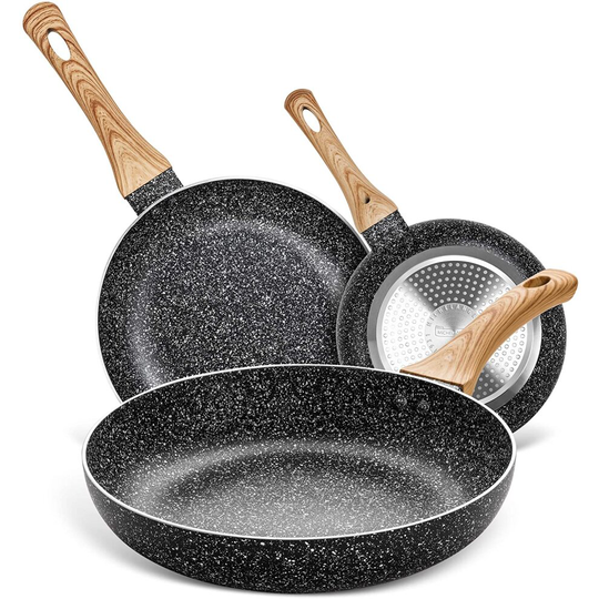 MICHELANGELO Frying Pan Set 3 Pcs, 20cm, 24cm, 28cm, Non Stick Frying Pan Set with Bakelite Handle, Non Stick Frying Pans Set 20cm/24cm/28cm, Galaxy