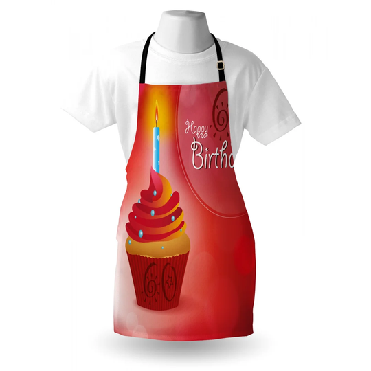 60Th Birthday, Abstract Sun Beams Backdrop with Cupcake Apron