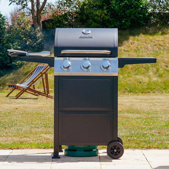 Cookology - Kentucky Outdoor Freestanding Bbq - 3 Burner Grill Gas Bbq - Black