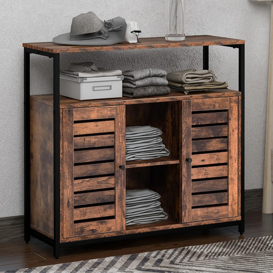 Vintage Brown Two Door Storage, Kitchen Cabinet Sideboard