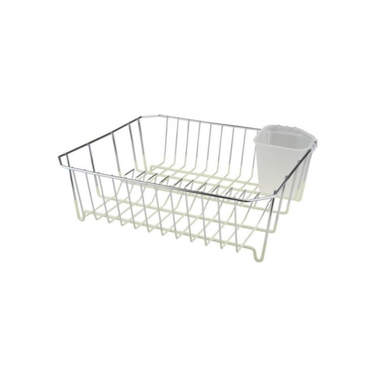 32X36Cm Chrome Dish Drainer Silicone Coating With Plastic Cutlery Draining Caddy