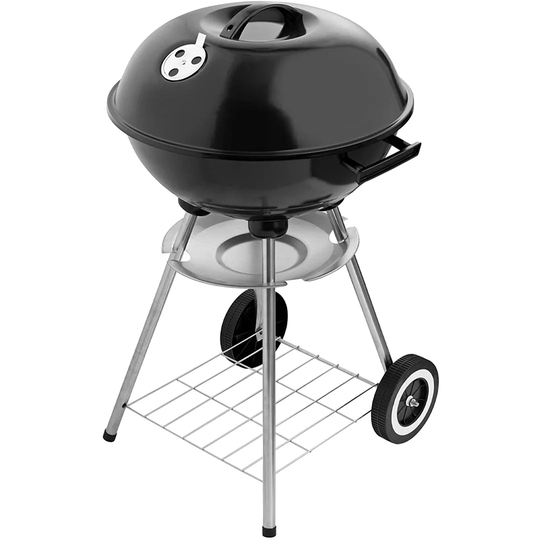 Kettle BBQ Grill - Porcelain Enamel Fire Bowl & Lid - Iron Charcoal Cooker For Outdoor Grilling, Camping, Beach Trips, Barbecues - Portable Coal Smoke