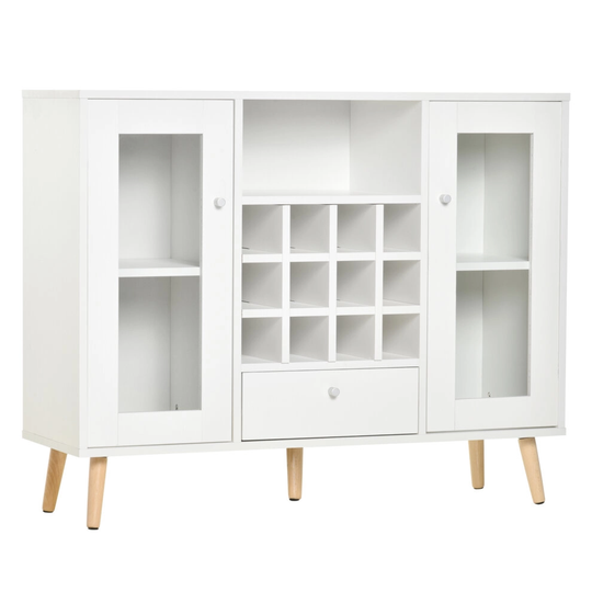 HOMCOM Sideboard Cabinet Kitchen Cupboard with Glass Doors Drawer Rack