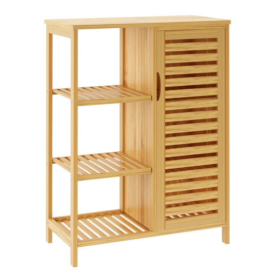 Modern Home Kictchen Cupboard Storage Cabinets 3-tier Open Shelf With Single Door Kitchen Pantry Cabinet Suitable For Living Room Dining Room Kitchen