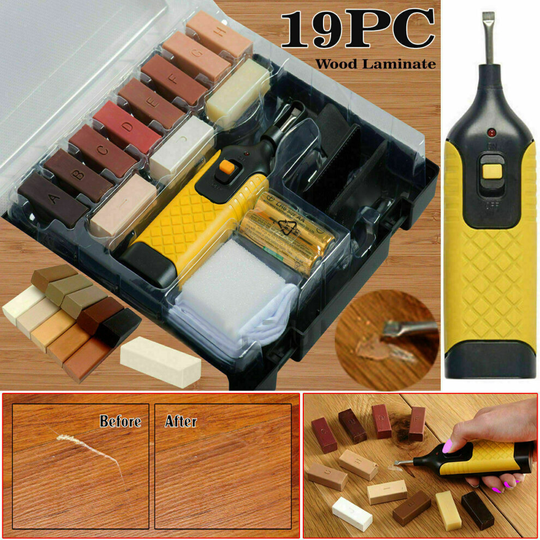 19pcs Laminate Floor Worktop Furniture Repair Kit Wax System for Chips